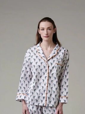 Marigot Women's Cotton Pajama Top with Saddle print